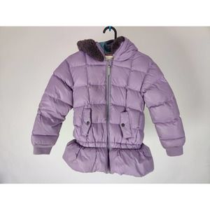 (V) Hanna Anderson youth puffy jacket winter hoodie snow purple sz 130